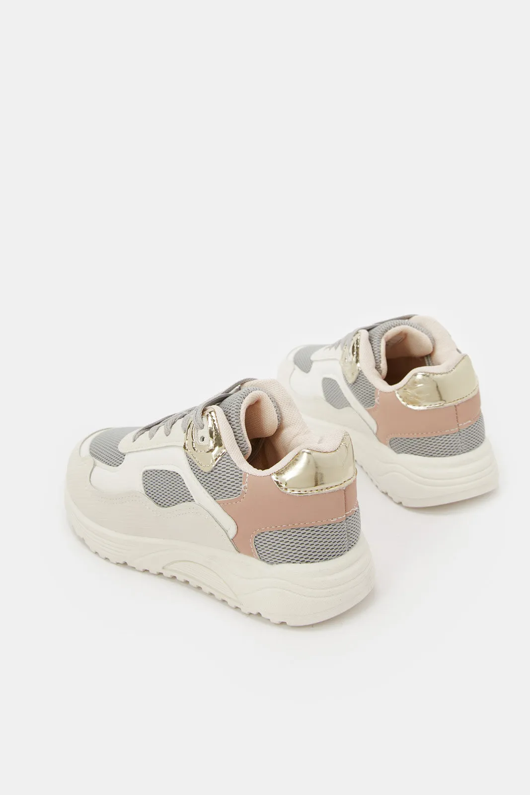 Senior Girls Beige Multi Piece Sneaker