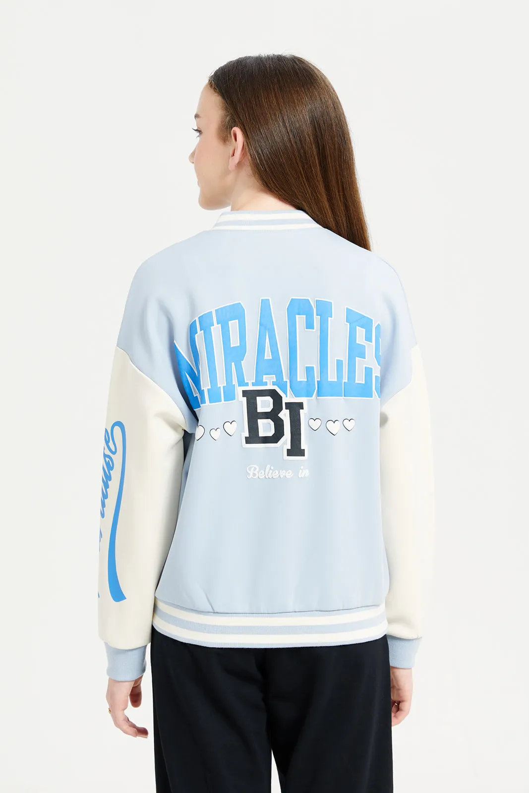 Senior Girls Blue Baseball Scuba Jacket