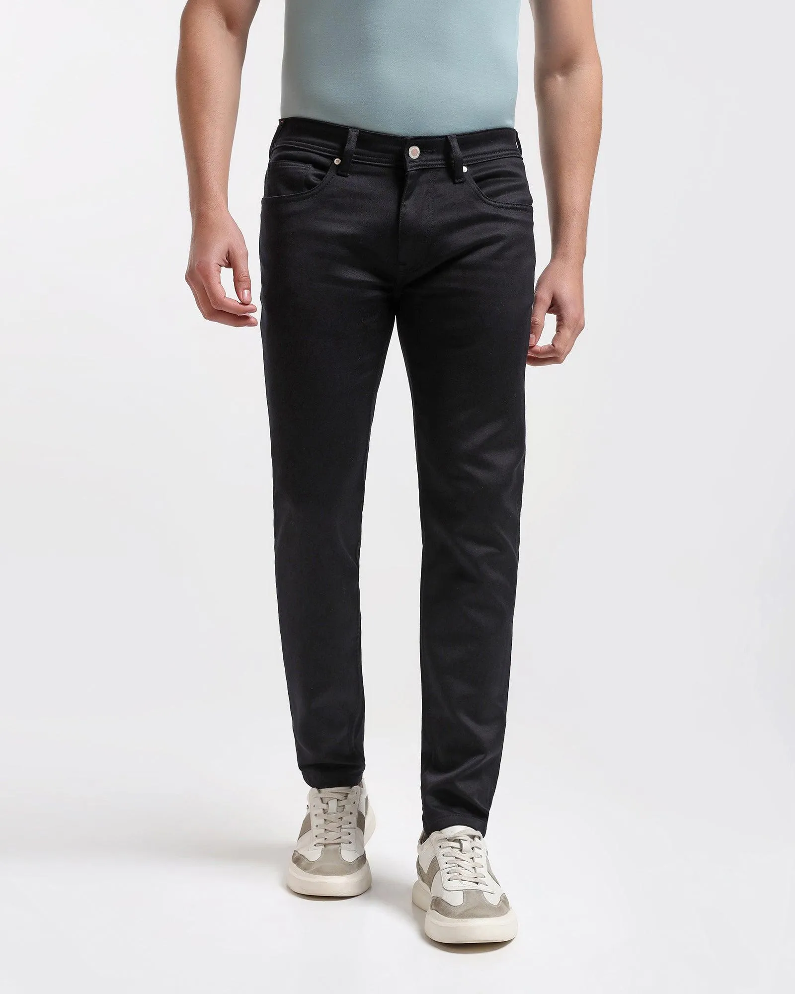 Slim Yonk Fit Black Textured Jeans - Abto