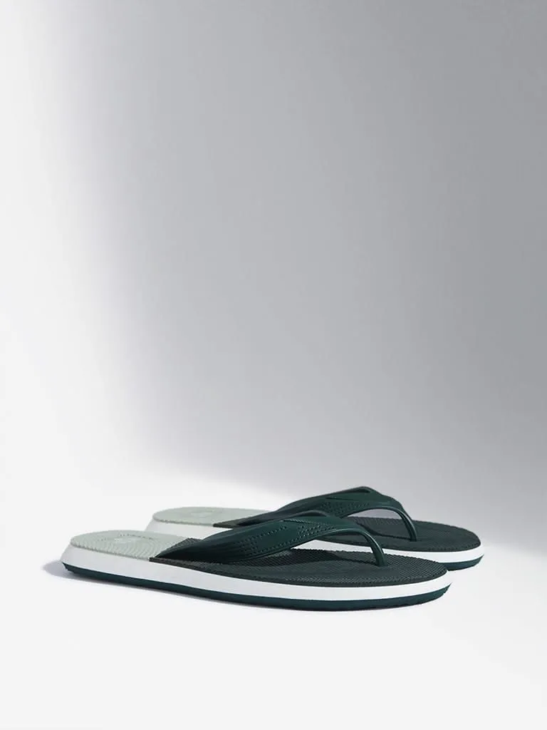 SOLEPLAY Green Colour-Blocked Flip-Flop