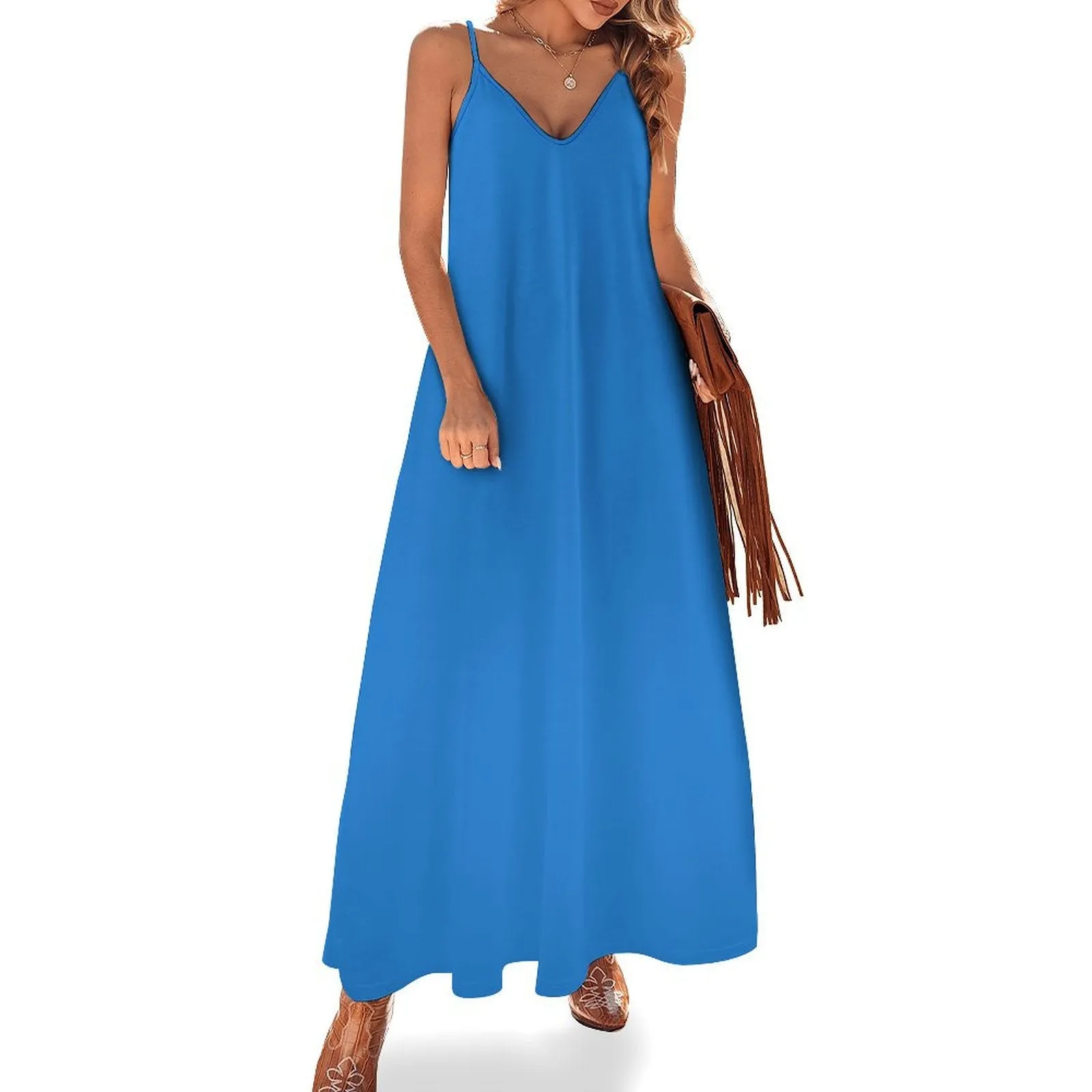 Spaghetti Strap Ankle-Length Dress Long dress Curious Blue