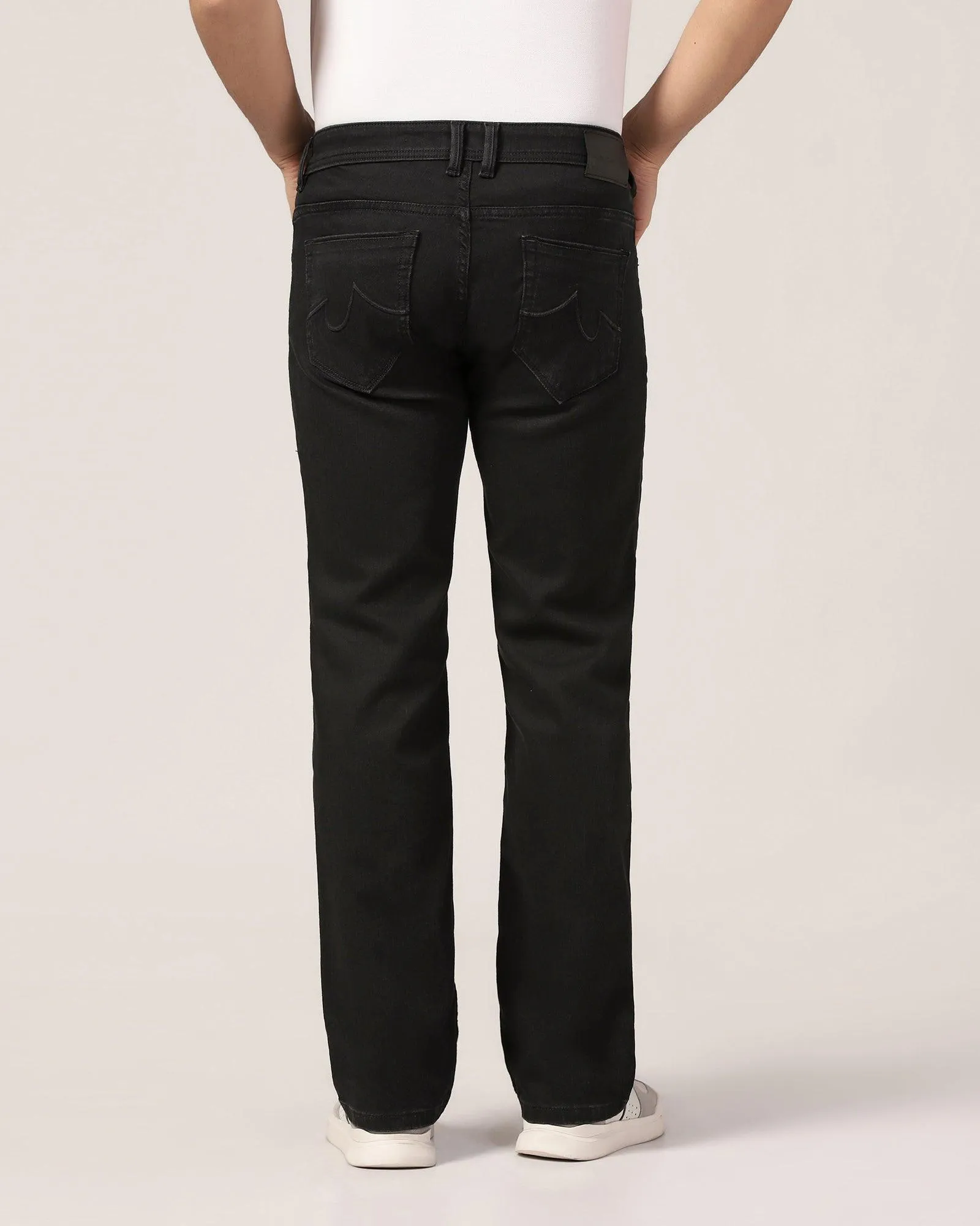 Straight Comfort Duke Fit Black Textured Jeans - Ruben