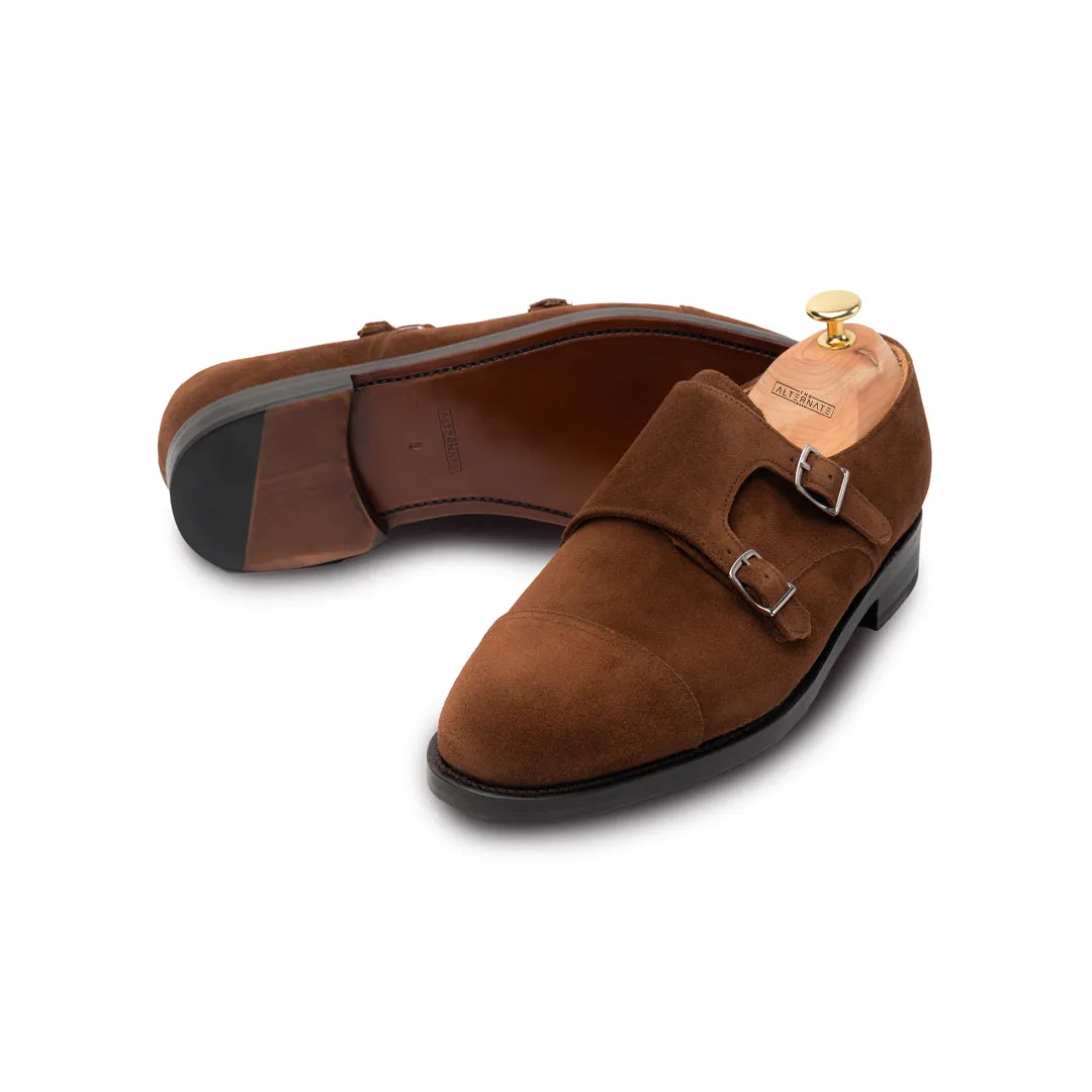 suede monk straps- Tan