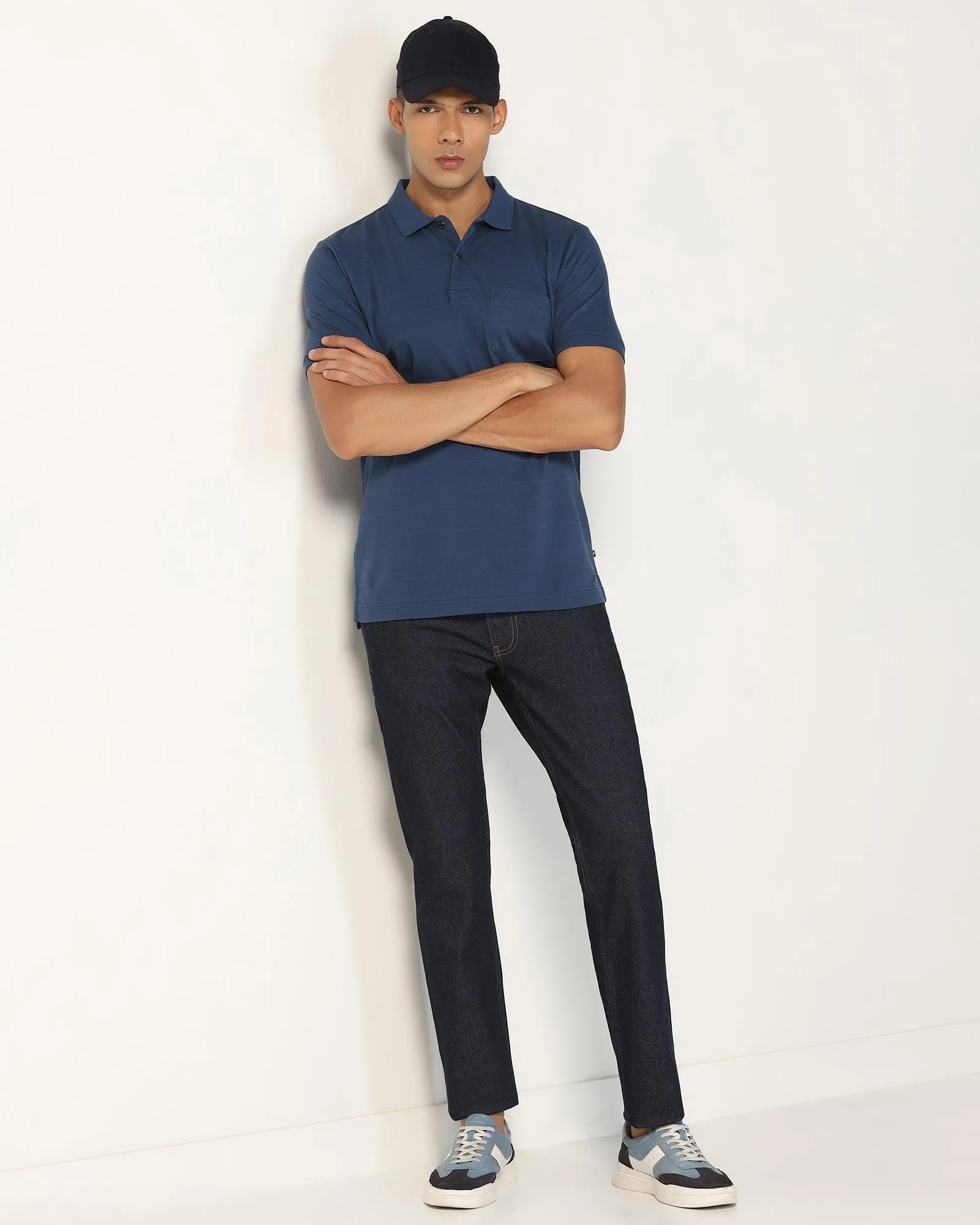 Super Clean Slim Comfort Buff Fit Indigo Blue Jeans - Callum