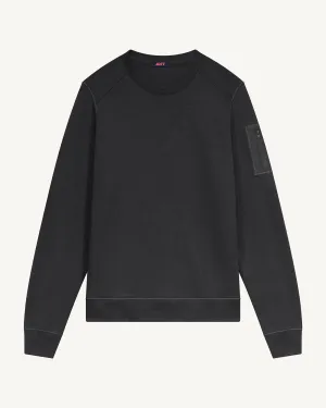 Sweat col rond en coton Noir Ulysse