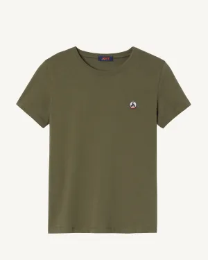 T-shirt à col rond femme en coton biologique Army Rosas