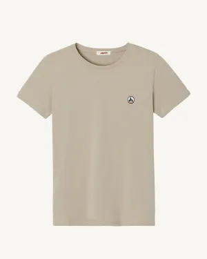 T-shirt à col rond femme en coton biologique Beige Rosas