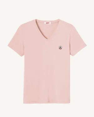 T-shirt uni col V femme en coton biologique Rose clair Cancun