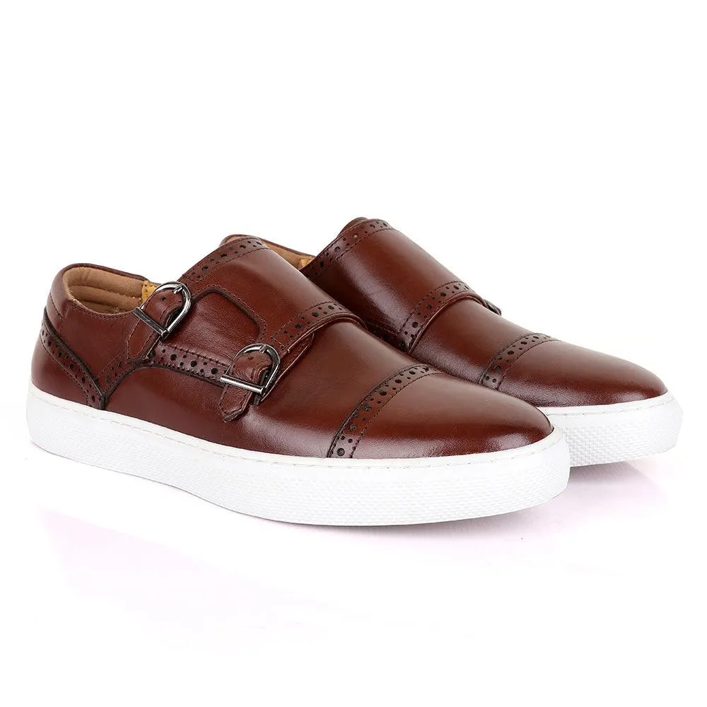 Terry Taylors Double Strap Brown Leather Sneaker Shoe