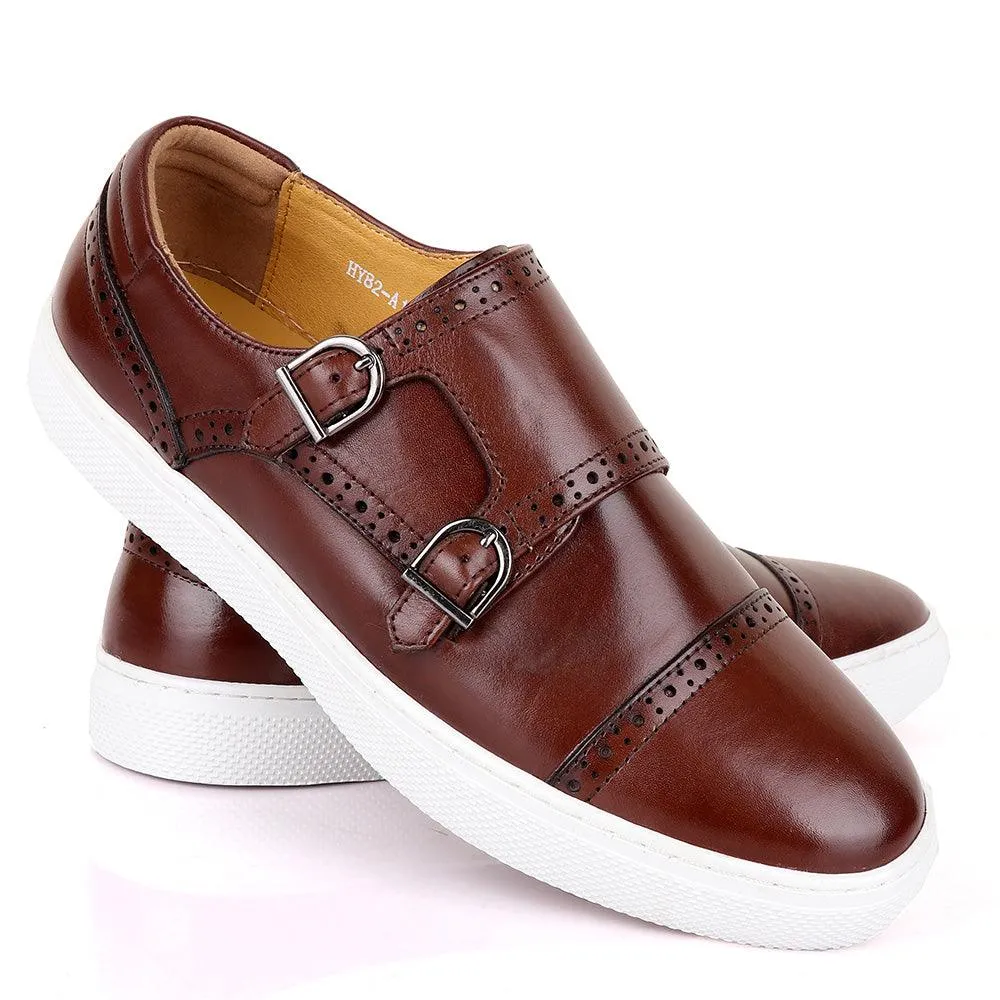 Terry Taylors Double Strap Brown Leather Sneaker Shoe