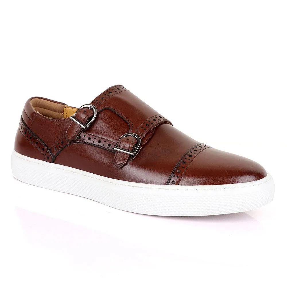 Terry Taylors Double Strap Brown Leather Sneaker Shoe