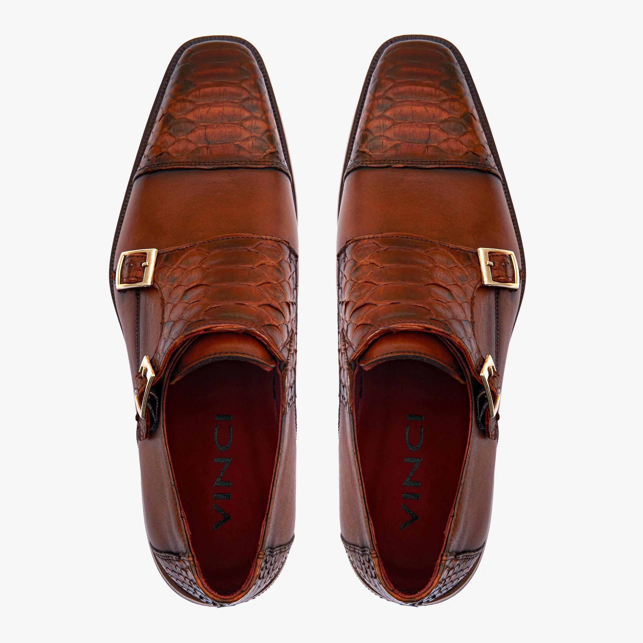 The Bishkek Tan Leather Cap Toe Double Monk Strap Men  Shoe