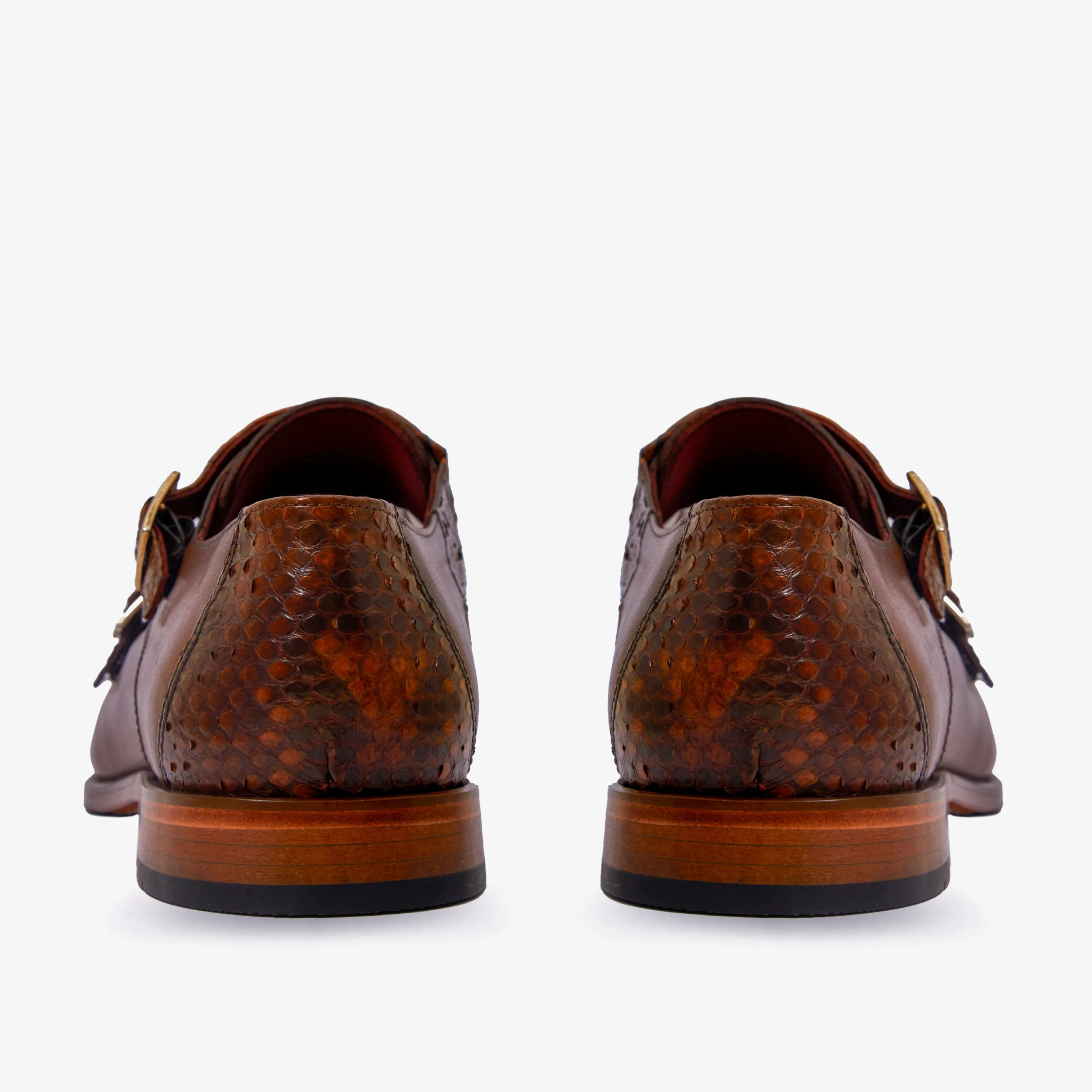 The Bishkek Tan Leather Cap Toe Double Monk Strap Men  Shoe