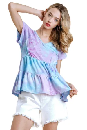 Tie Dye Babydoll Top, Sky