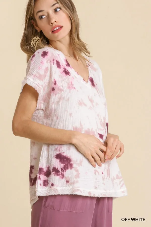 Tie Dye Cotton Gauze Top, Off White