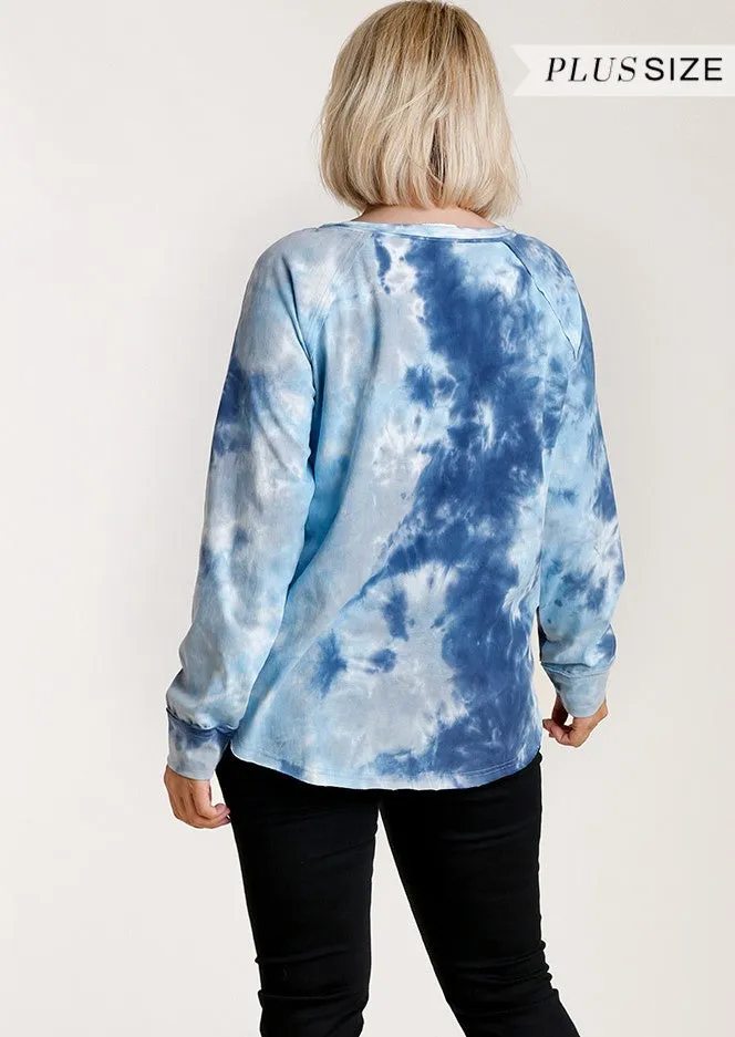 Tie Dye Henley Top, Blue