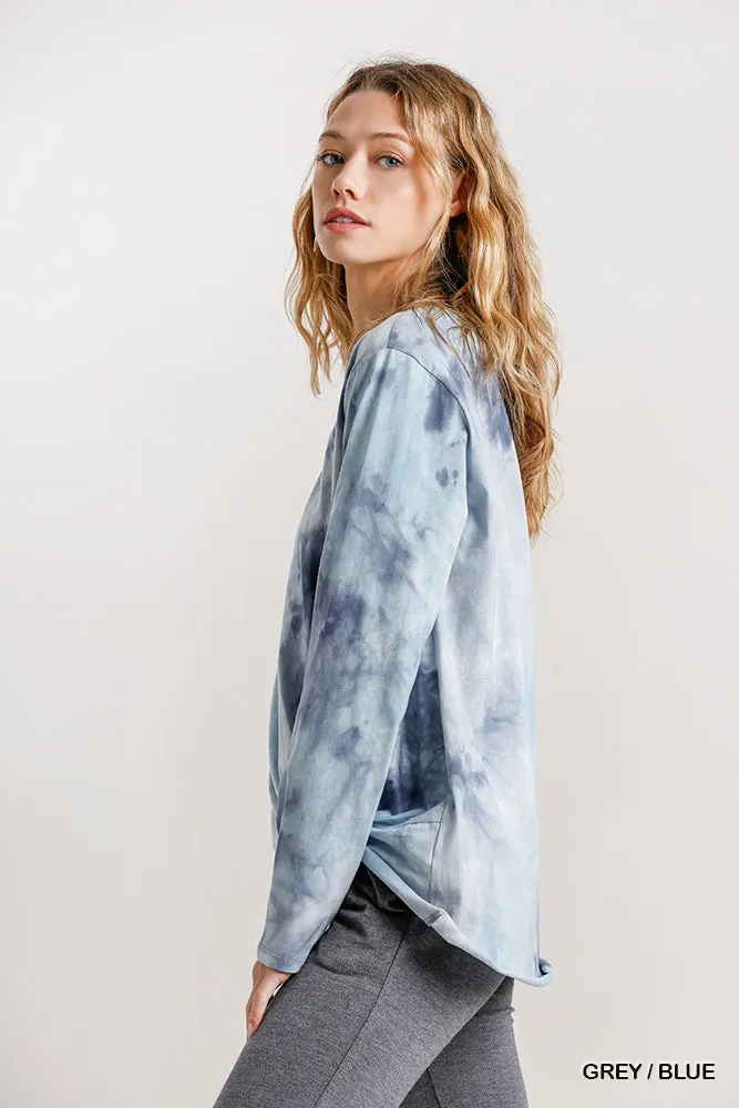 Tie Dye Knot Top, Grey Blue