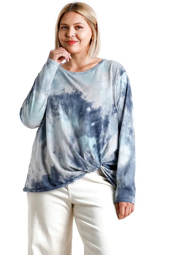 Tie Dye Knot Top, Grey Blue