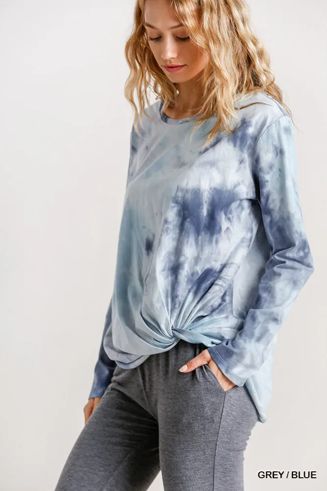 Tie Dye Knot Top, Grey Blue