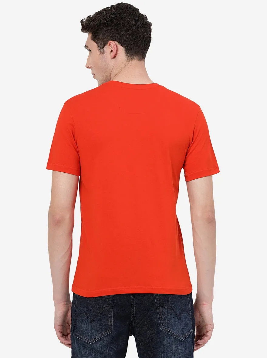 Tomato Red Solid Slim Fit T-Shirt | JadeBlue