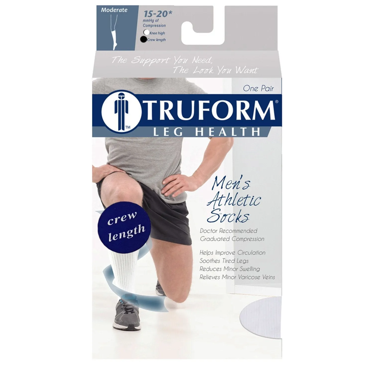 TRUFORM® Men's Crew Sock 15-20 mmHg