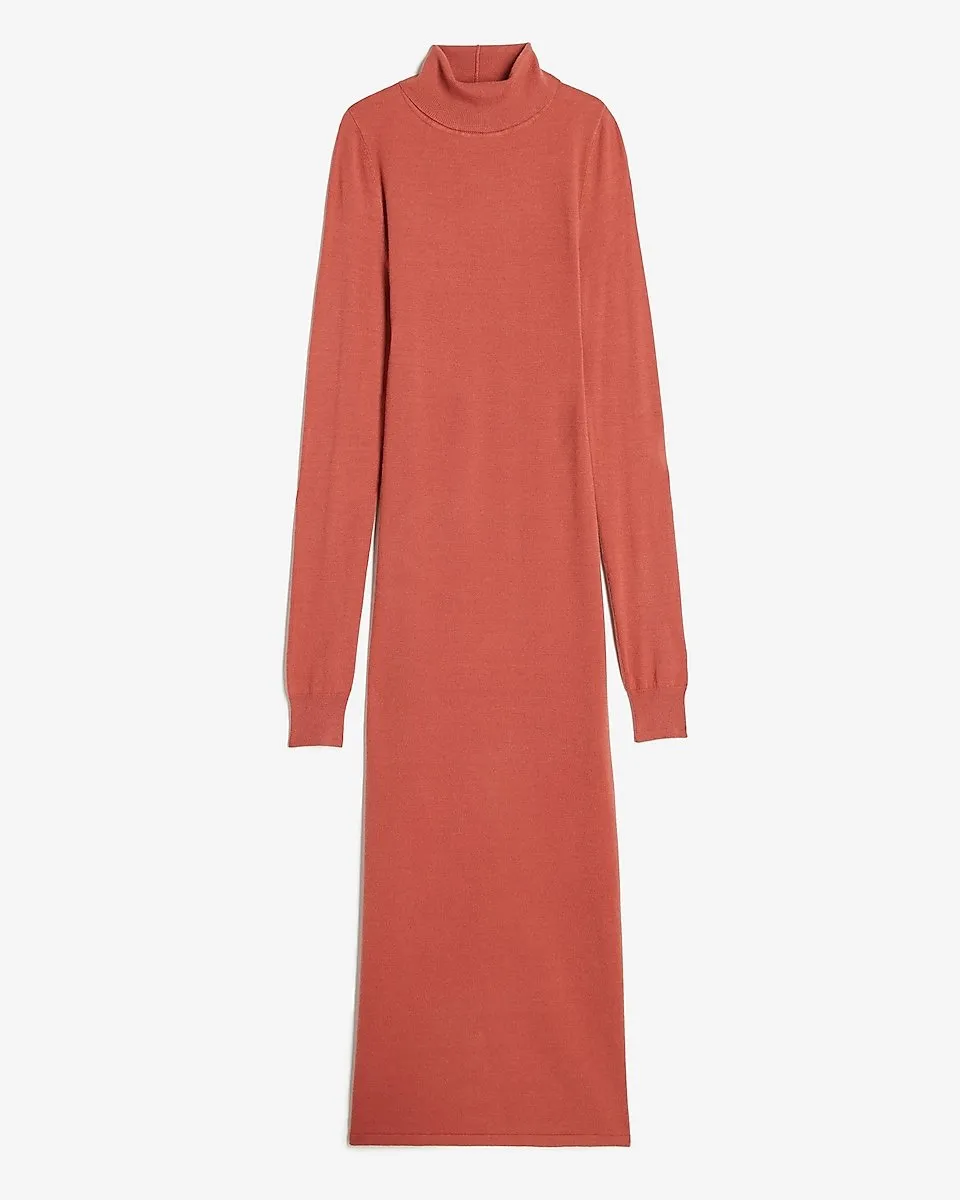 Turtleneck Maxi Sweater Dress in Desert Rose