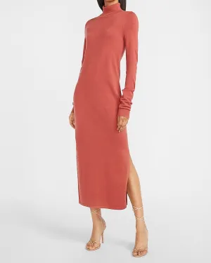 Turtleneck Maxi Sweater Dress in Desert Rose