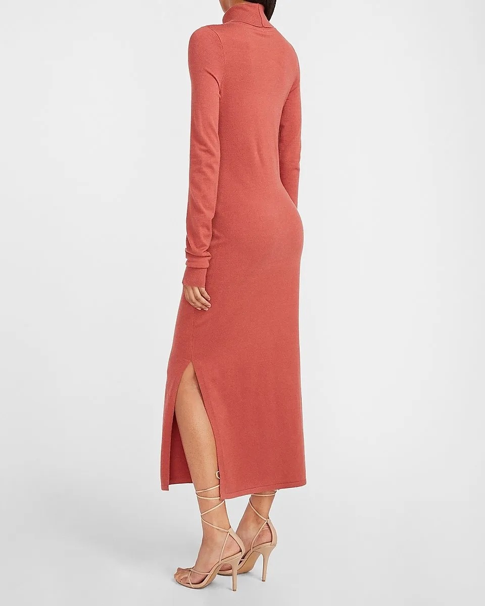 Turtleneck Maxi Sweater Dress in Desert Rose