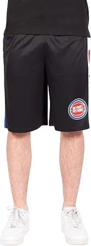 Ultra Game NBA Official Men’s Super Soft Active Workout Basketball Training Shorts - Unisex, Detroit Pistons, Black|Detroit Pistons