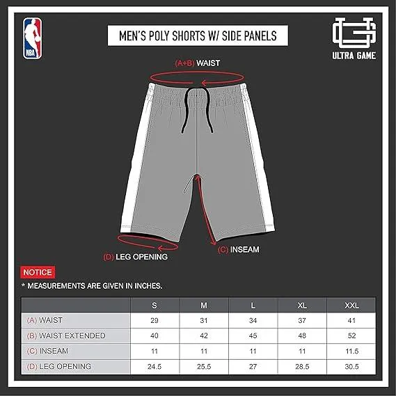 Ultra Game NBA Official Men’s Super Soft Active Workout Basketball Training Shorts - Unisex, Detroit Pistons, Black|Detroit Pistons