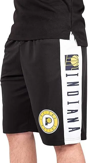 Ultra Game NBA Official Men’s Super Soft Active Workout Basketball Training Shorts - Unisex, Indiana Pacers, Black|Indiana Pacers