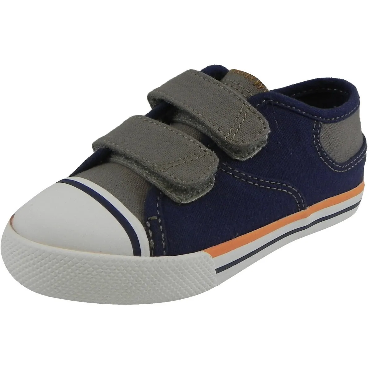 Umi Boy's Claud Canvas Double Hook and Loop Low Top Sneakers Navy/Taupe