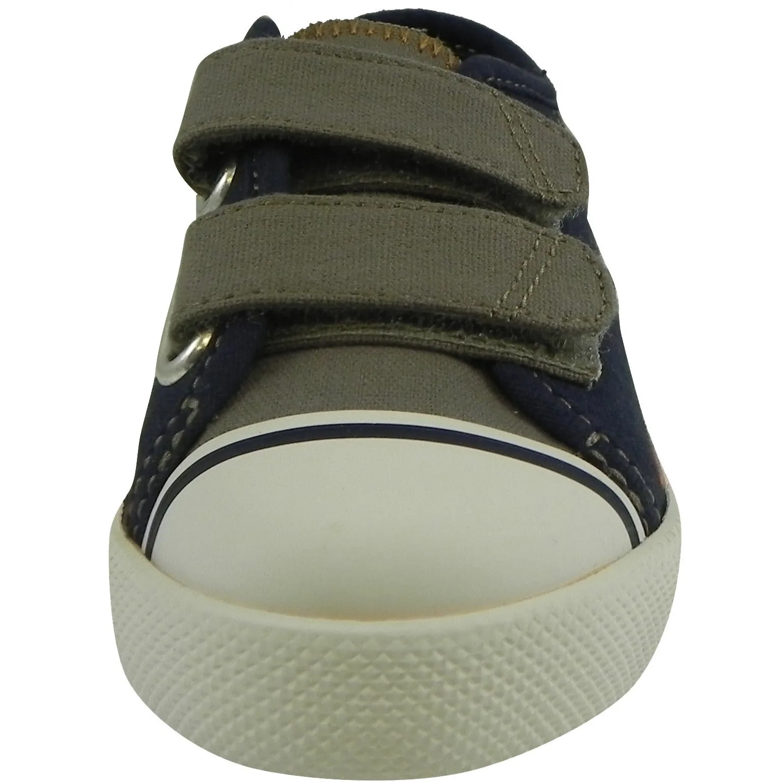 Umi Boy's Claud Canvas Double Hook and Loop Low Top Sneakers Navy/Taupe