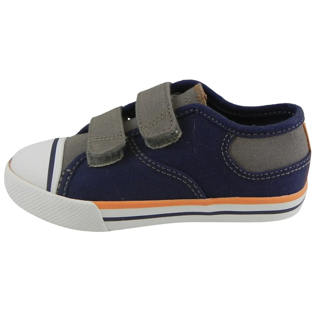 Umi Boy's Claud Canvas Double Hook and Loop Low Top Sneakers Navy/Taupe