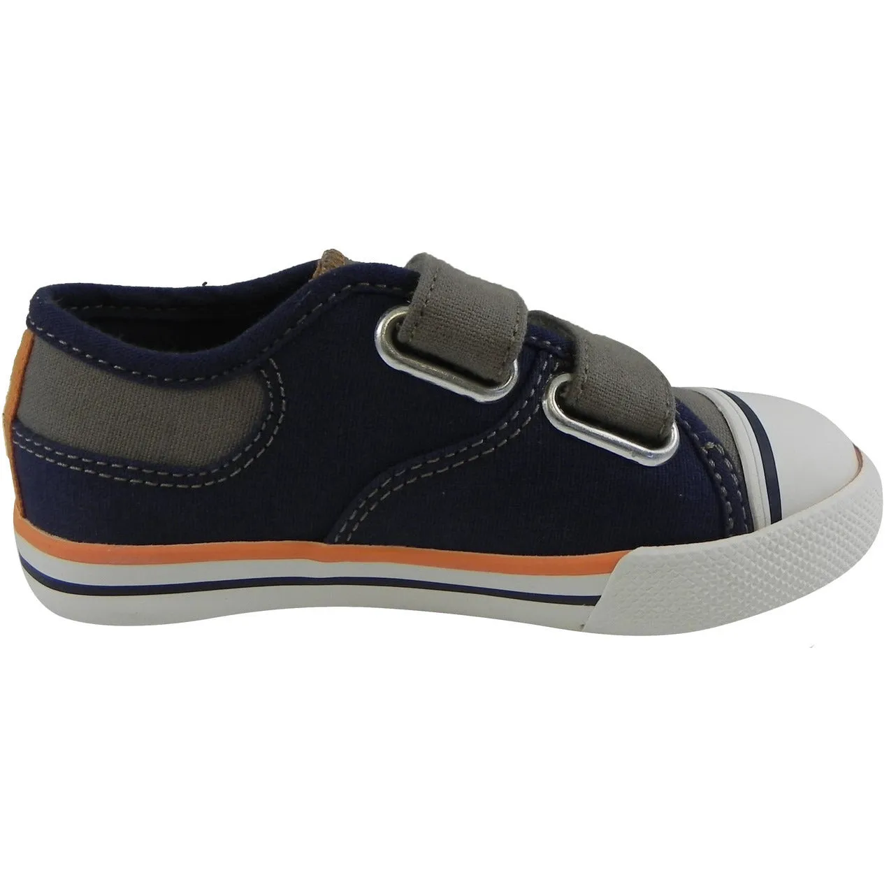 Umi Boy's Claud Canvas Double Hook and Loop Low Top Sneakers Navy/Taupe