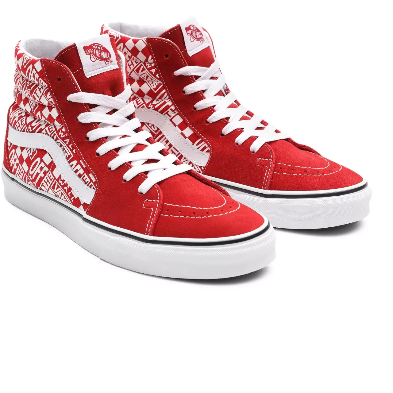 Vans Unisex Sk8 Hi "Off the Wall" Shoes - Red / White