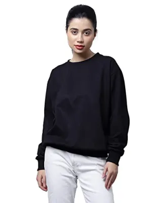 Vimal Jonney Women'S Fleece Round Neck Sweatshirt (Sw_Rrn_Black_001-L_Black_L)