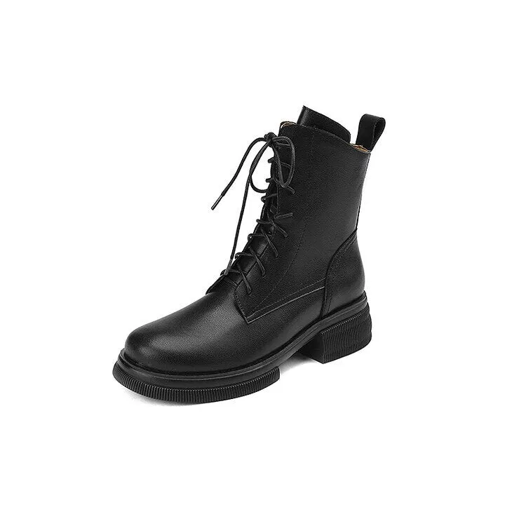 Wenkouban  fashion inspo    Fall/Winter Shoes Women Split Leather Ankle Boots Women Round Toe Chunky Boots for Women Casual Zipper Black Women Boots