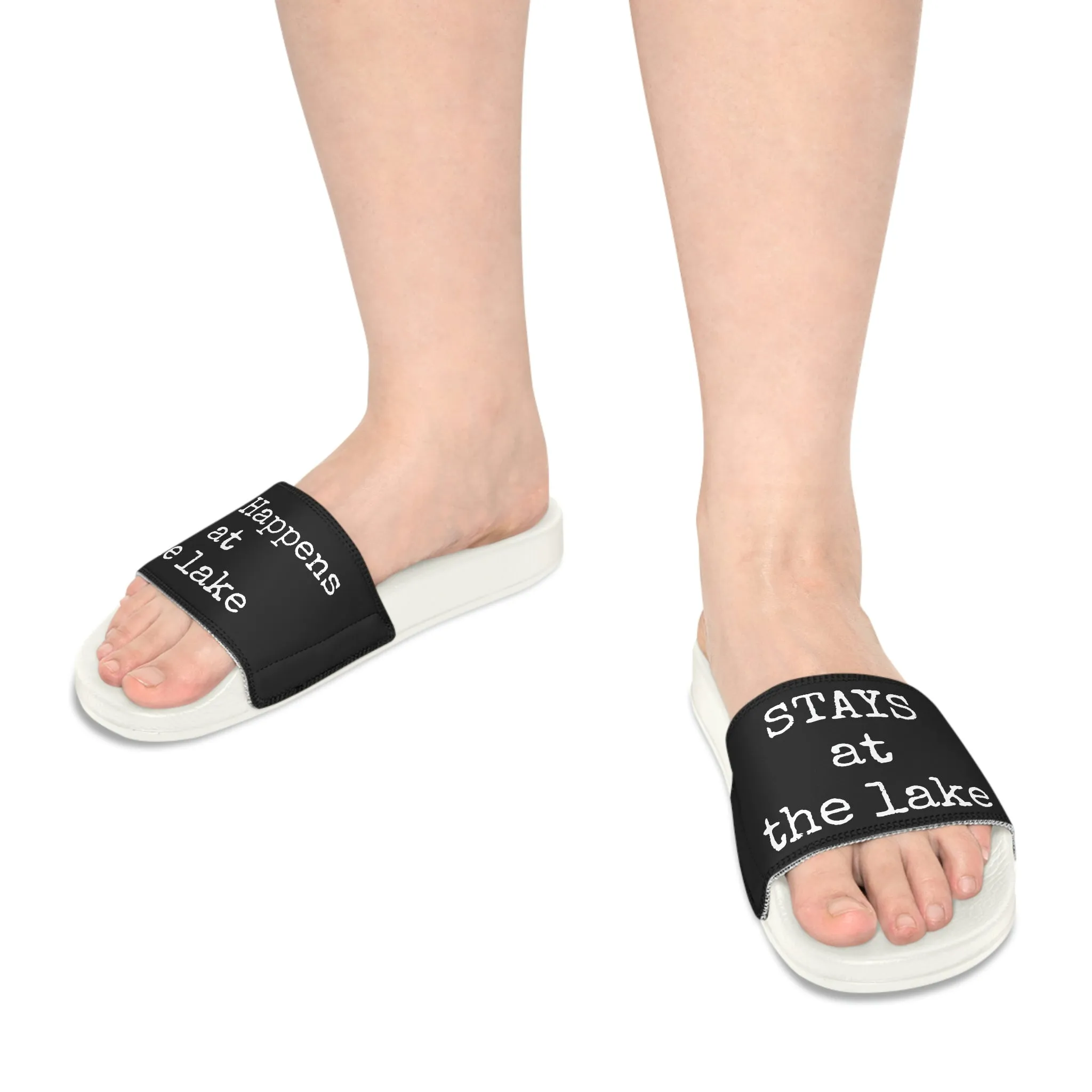 What Happens At The Lake  - Black - Women's Slide Sandals