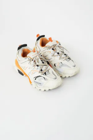 White & Orange Leather Track Sneaker