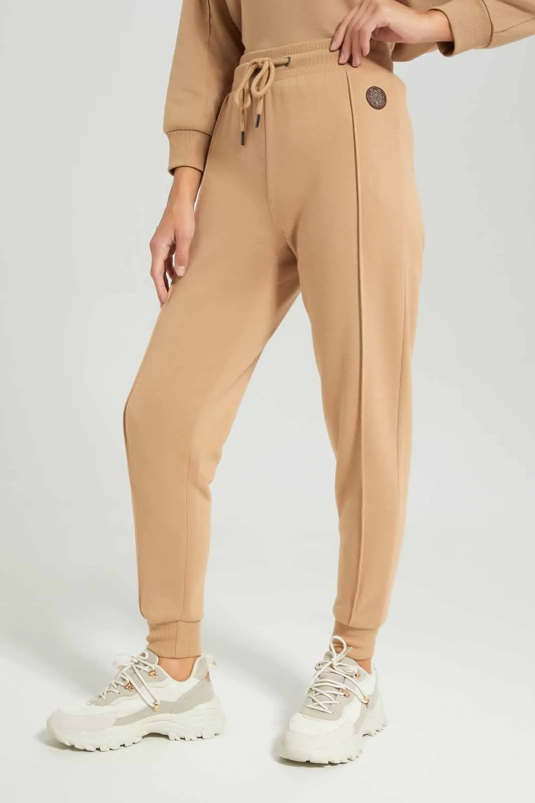 Women Beige Plain Jogger