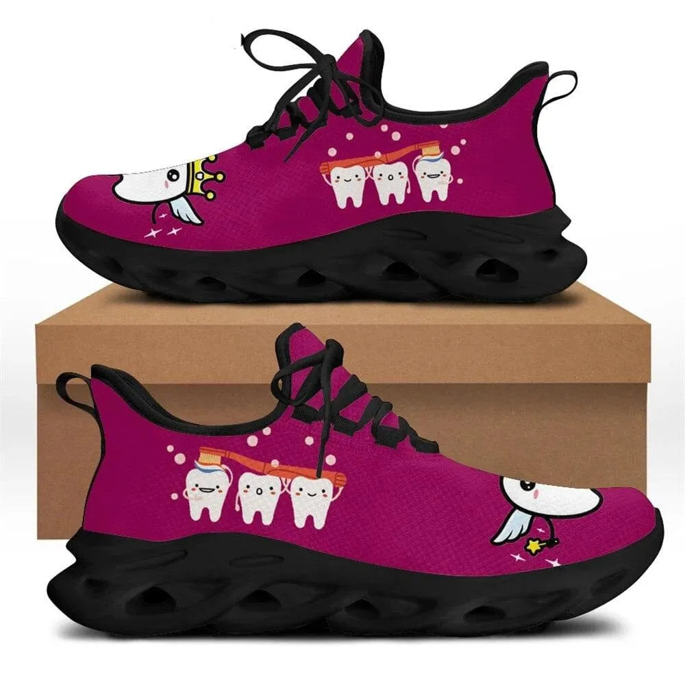 Women Dental Shoes Funny Tooth Dentist Print Breathable Female Flat Sneakers Ladies Wear-resistant Footwear