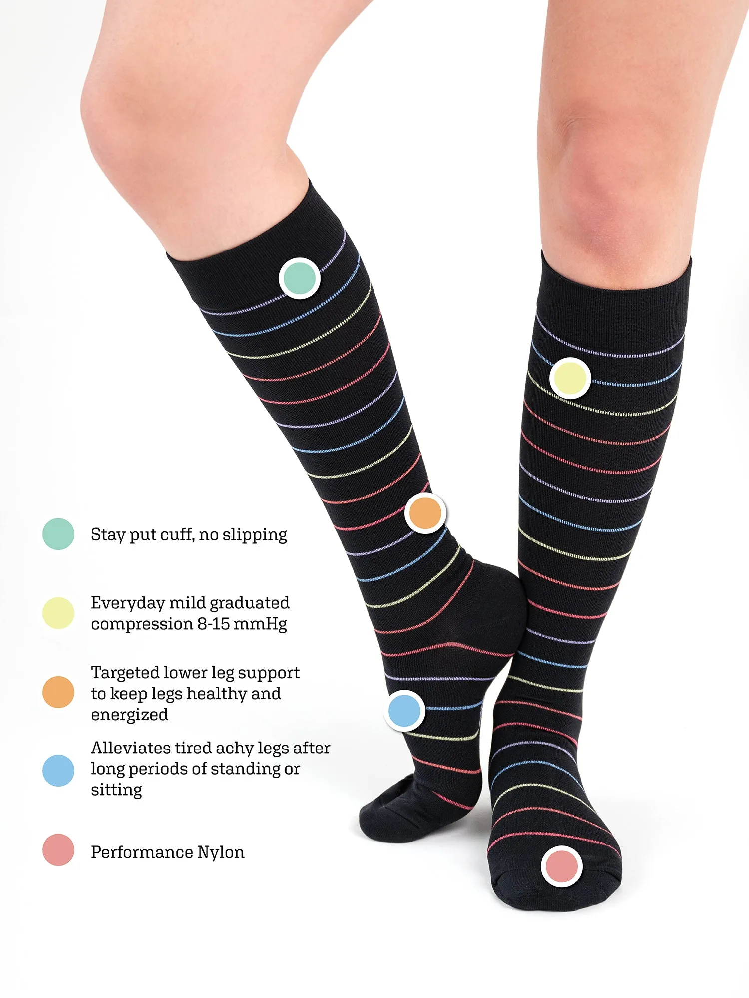 Women's 3 Pair Pack Nylon Compression Socks