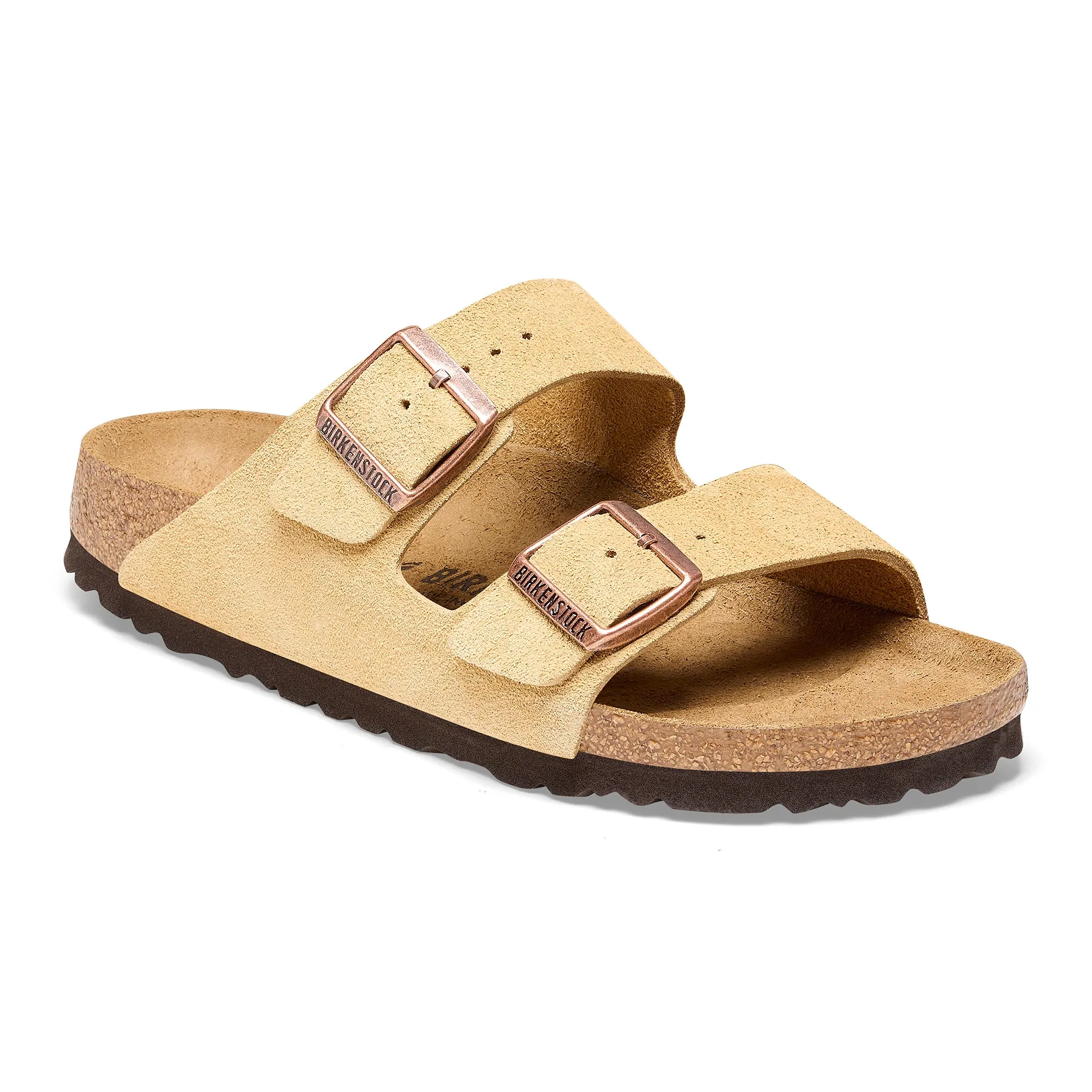 Women's Birkenstock Arizona Suede Leather Color: Latte Cream (REGULAR/WIDE WIDTH)