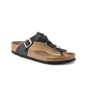 Women's Gizeh Oiled Leather Braided Sandals Black 1021349