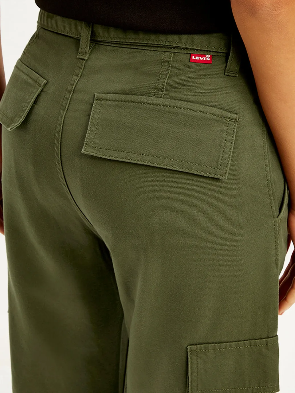 Women's High Rise Olive Baggy Cargo Trousers