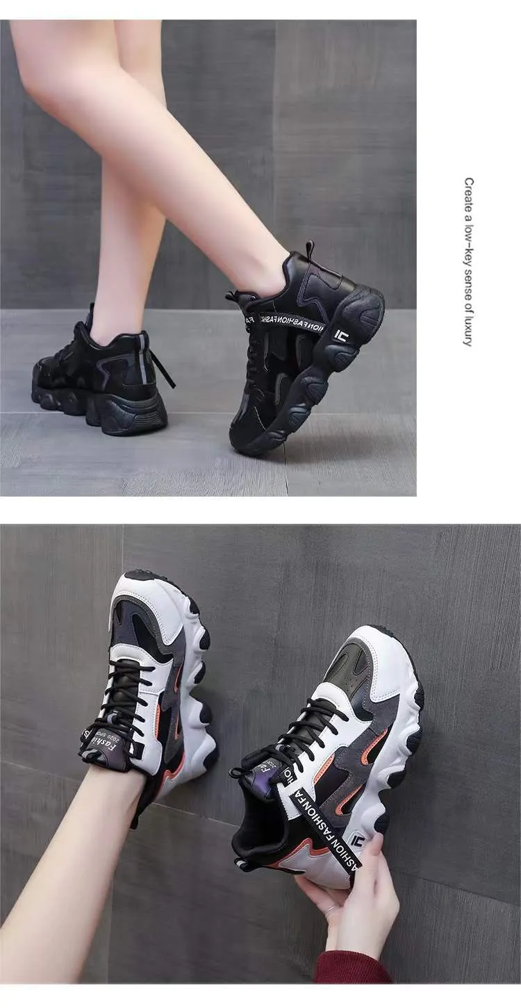 Women's Lace-up Vulcanized Mesh Sneakers Fashion Shoes - 7006