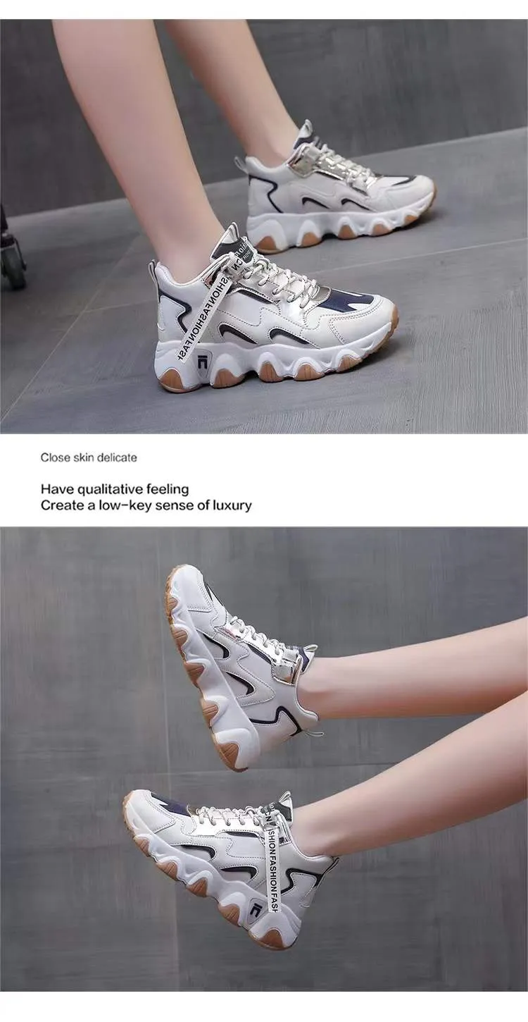 Women's Lace-up Vulcanized Mesh Sneakers Fashion Shoes - 7006