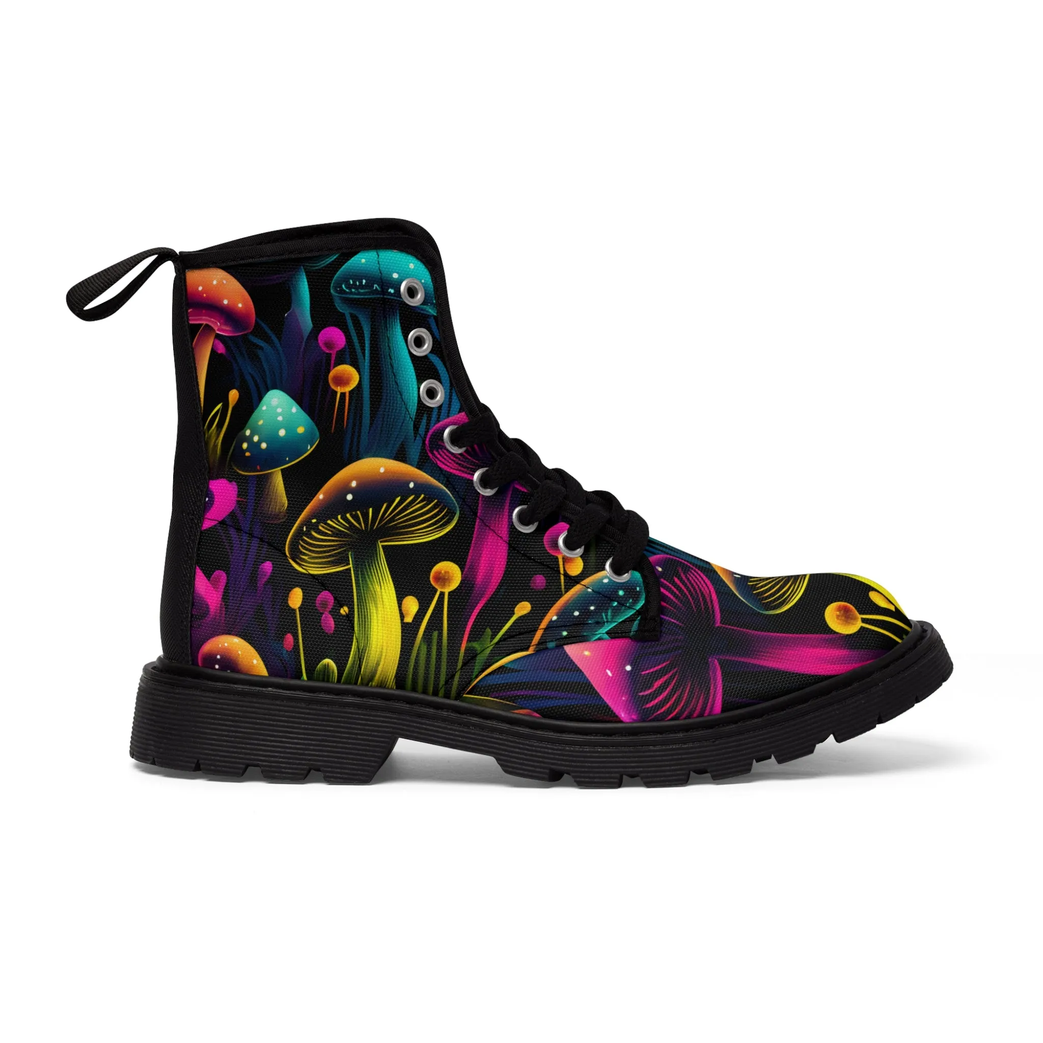 Women's psychedelic mushroom canvas festival boots