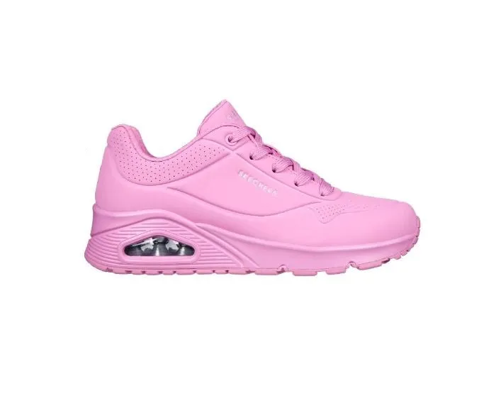 Womens Skechers Uno - Stand On Air Pink Lace Up Sneaker Shoes